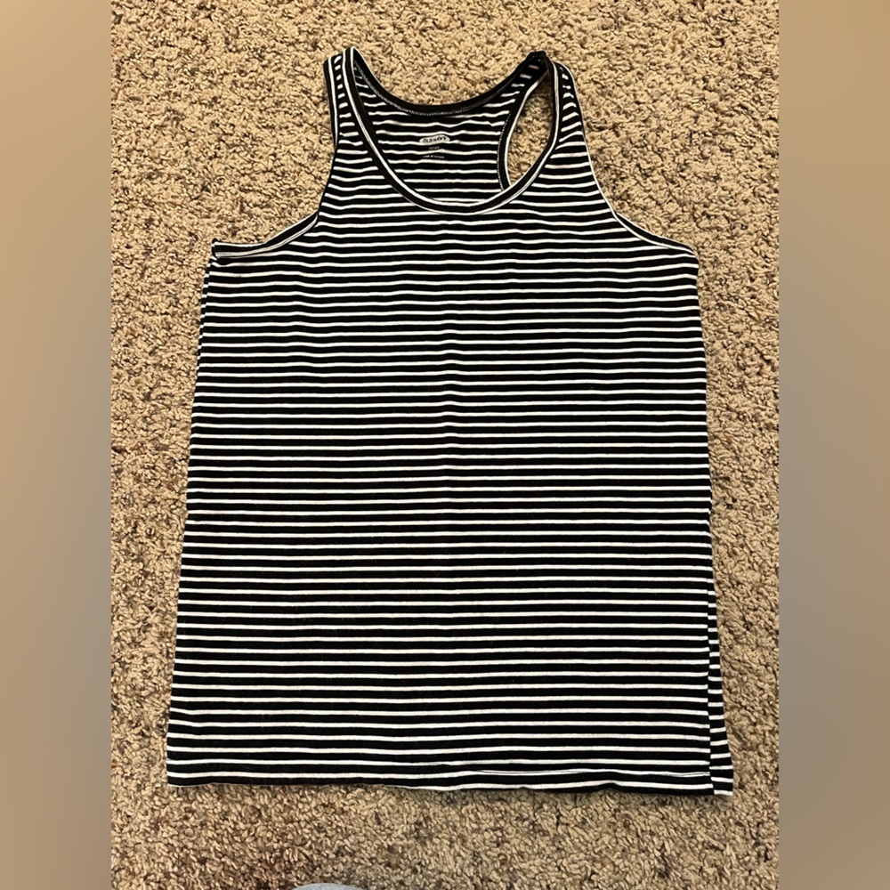 Old Navy Black and White Striped Tank Top